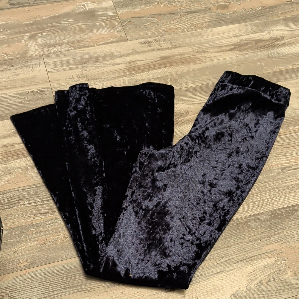 Blue Velvet Pants, Flare Leg, Size Large